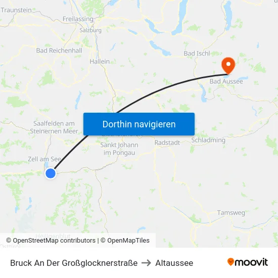 Bruck An Der Großglocknerstraße to Altaussee map