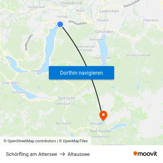 Schörfling am Attersee to Altaussee map