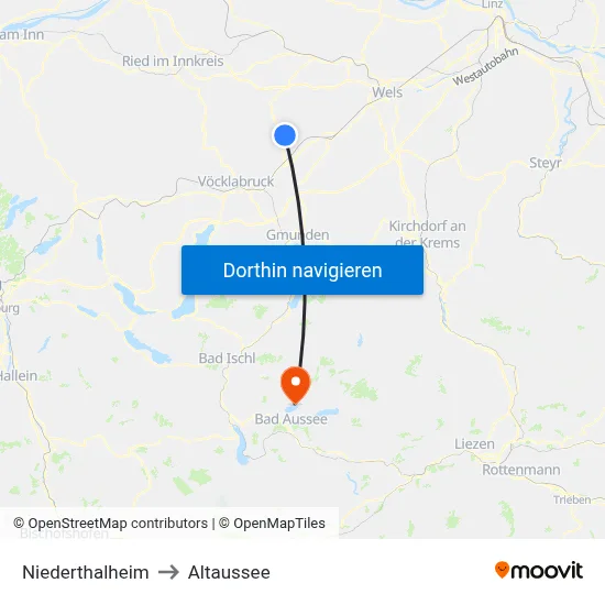 Niederthalheim to Altaussee map