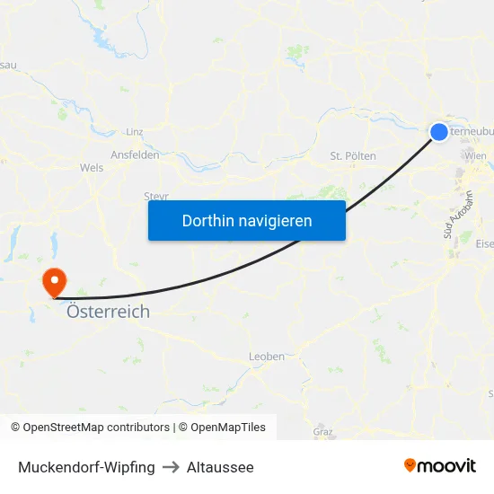 Muckendorf-Wipfing to Altaussee map