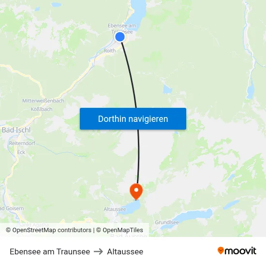 Ebensee am Traunsee to Altaussee map