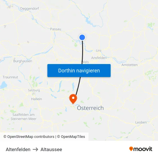 Altenfelden to Altaussee map