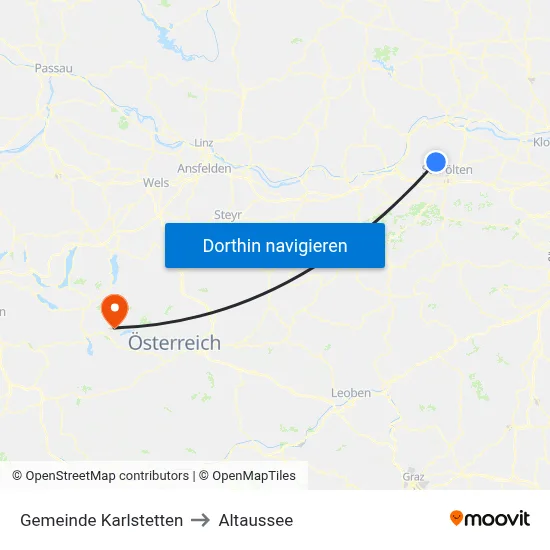 Gemeinde Karlstetten to Altaussee map