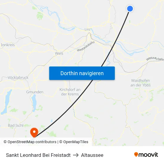 Sankt Leonhard Bei Freistadt to Altaussee map