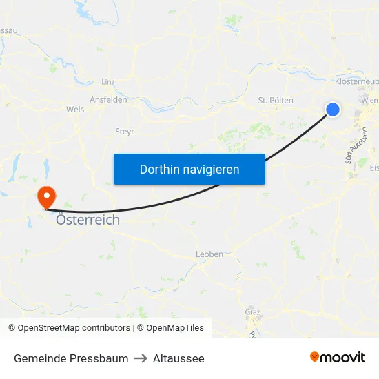 Gemeinde Pressbaum to Altaussee map