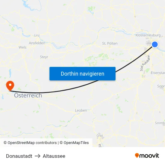 Donaustadt to Altaussee map
