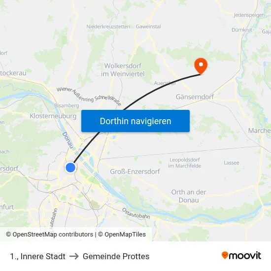 1., Innere Stadt to Gemeinde Prottes map