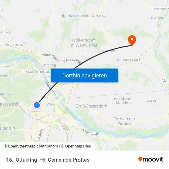 16., Ottakring to Gemeinde Prottes map