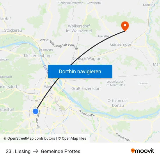 23., Liesing to Gemeinde Prottes map