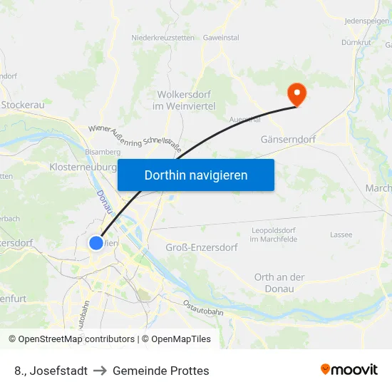 8., Josefstadt to Gemeinde Prottes map