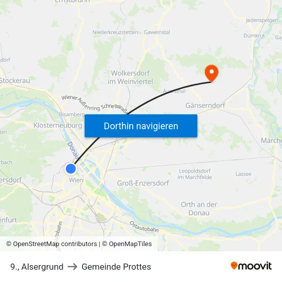 9., Alsergrund to Gemeinde Prottes map