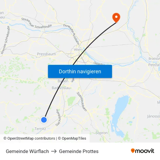 Gemeinde Würflach to Gemeinde Prottes map