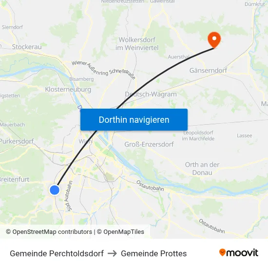 Gemeinde Perchtoldsdorf to Gemeinde Prottes map