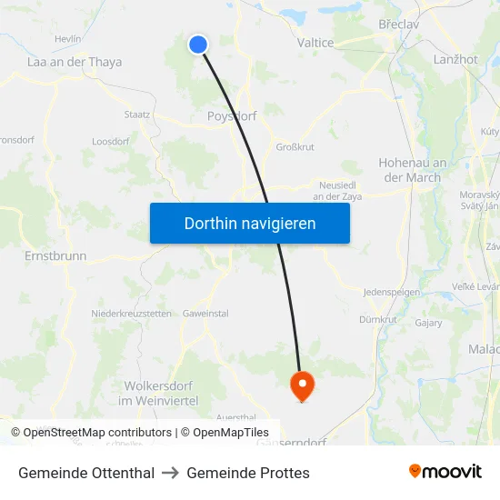 Gemeinde Ottenthal to Gemeinde Prottes map