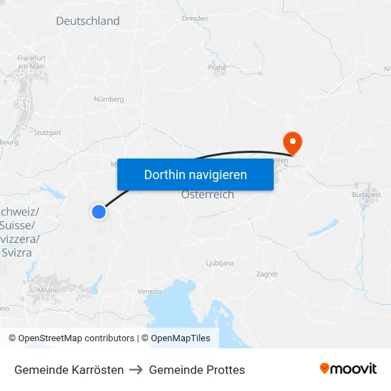 Gemeinde Karrösten to Gemeinde Prottes map