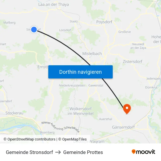 Gemeinde Stronsdorf to Gemeinde Prottes map