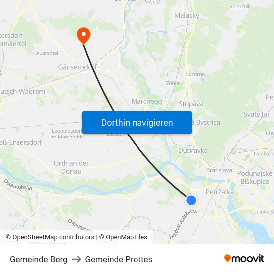 Gemeinde Berg to Gemeinde Prottes map