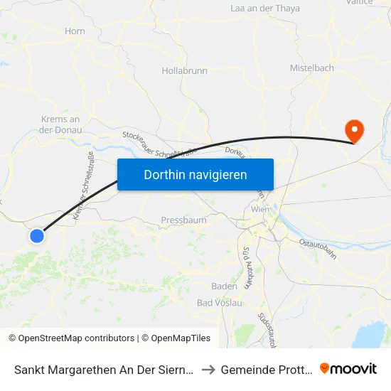 Sankt Margarethen An Der Sierning to Gemeinde Prottes map