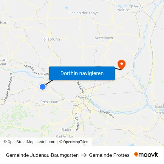 Gemeinde Judenau-Baumgarten to Gemeinde Prottes map