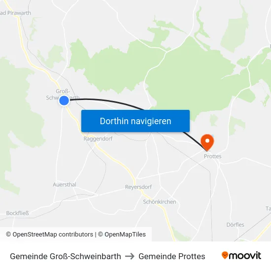 Gemeinde Groß-Schweinbarth to Gemeinde Prottes map