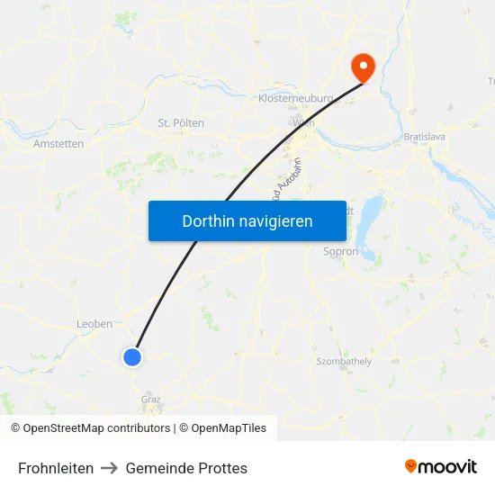Frohnleiten to Gemeinde Prottes map