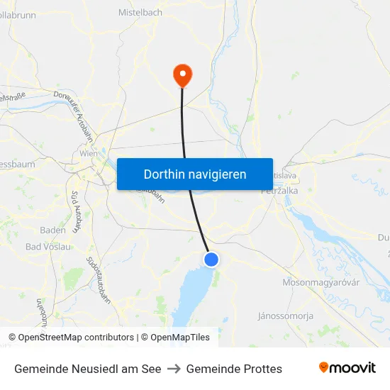 Gemeinde Neusiedl am See to Gemeinde Prottes map