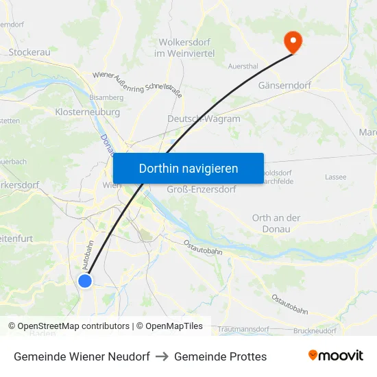 Gemeinde Wiener Neudorf to Gemeinde Prottes map