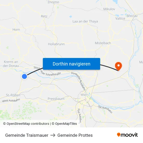Gemeinde Traismauer to Gemeinde Prottes map