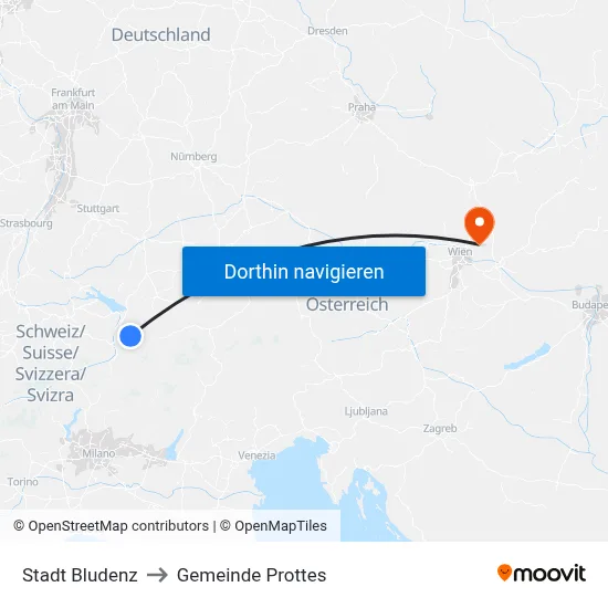 Stadt Bludenz to Gemeinde Prottes map