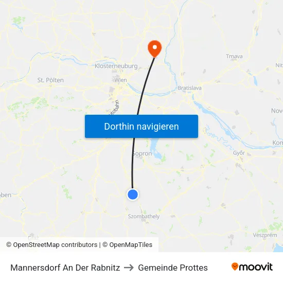 Mannersdorf An Der Rabnitz to Gemeinde Prottes map
