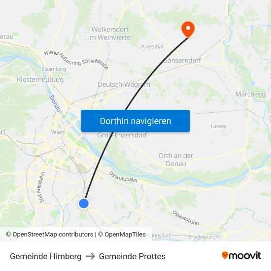 Gemeinde Himberg to Gemeinde Prottes map