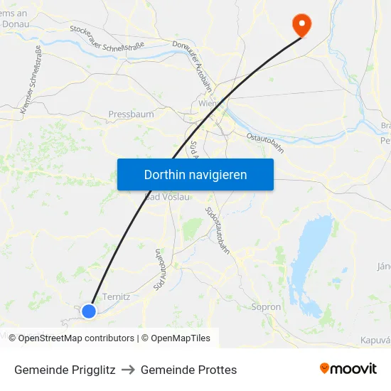 Gemeinde Prigglitz to Gemeinde Prottes map