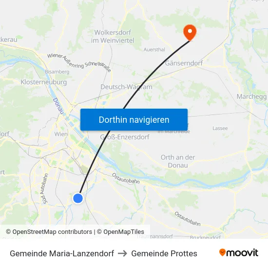Gemeinde Maria-Lanzendorf to Gemeinde Prottes map