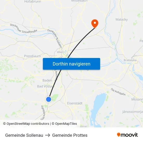 Gemeinde Sollenau to Gemeinde Prottes map