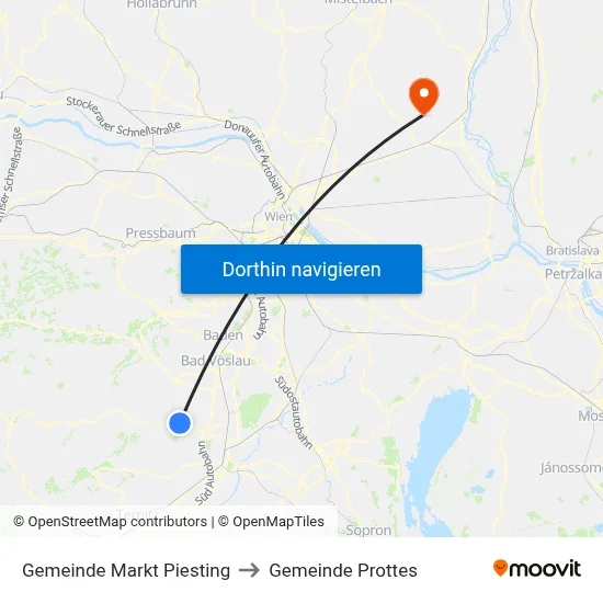Gemeinde Markt Piesting to Gemeinde Prottes map