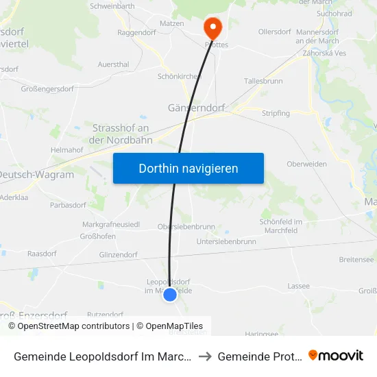 Gemeinde Leopoldsdorf Im Marchfeld to Gemeinde Prottes map