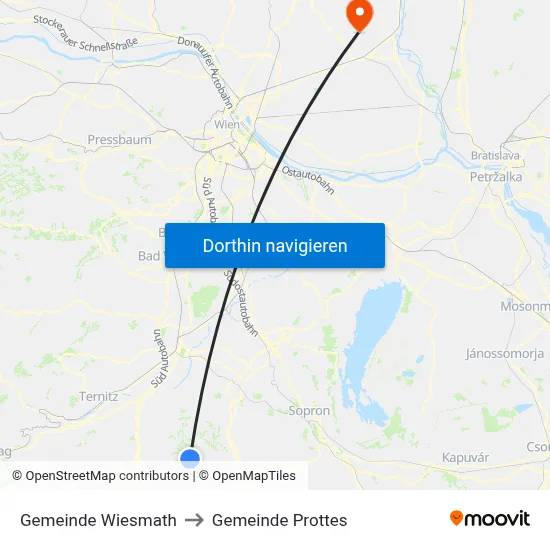 Gemeinde Wiesmath to Gemeinde Prottes map