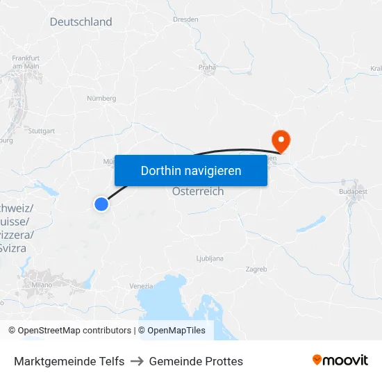 Marktgemeinde Telfs to Gemeinde Prottes map