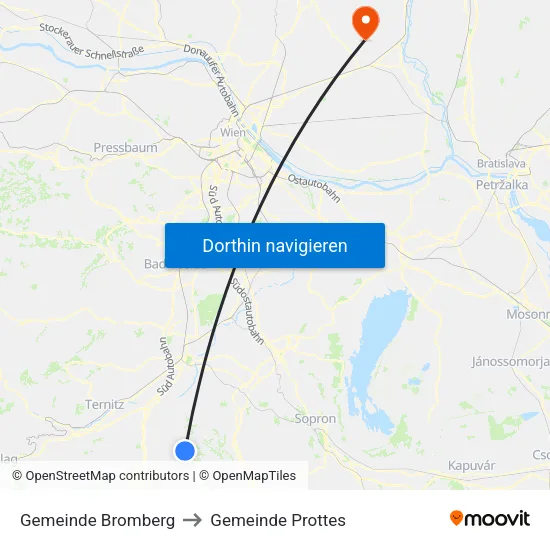 Gemeinde Bromberg to Gemeinde Prottes map