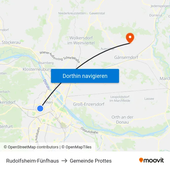 Rudolfsheim-Fünfhaus to Gemeinde Prottes map
