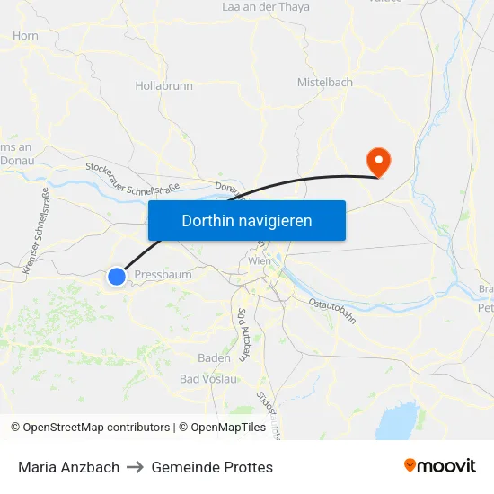 Maria Anzbach to Gemeinde Prottes map