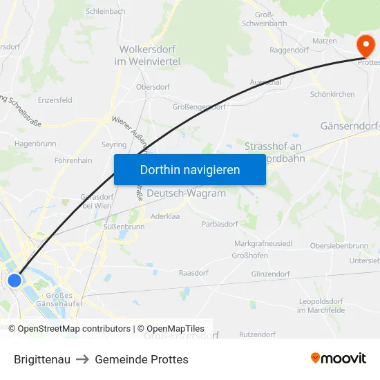 Brigittenau to Gemeinde Prottes map