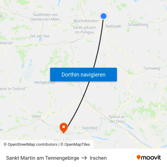 Sankt Martin am Tennengebirge to Irschen map