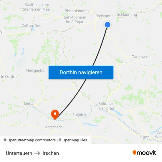 Untertauern to Irschen map