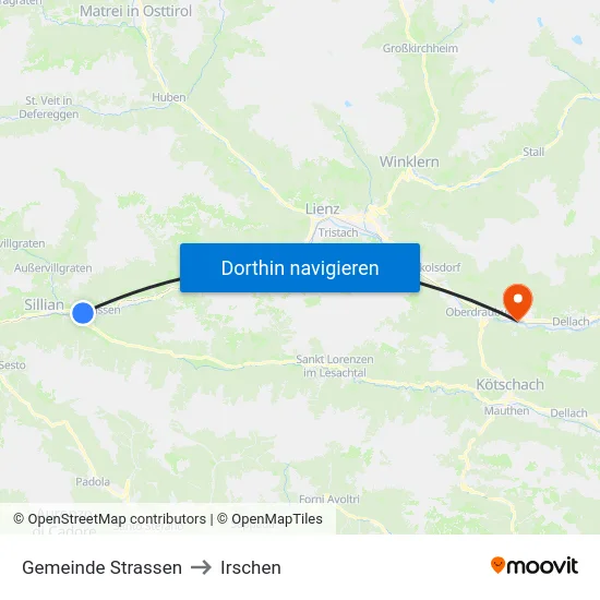 Gemeinde Strassen to Irschen map