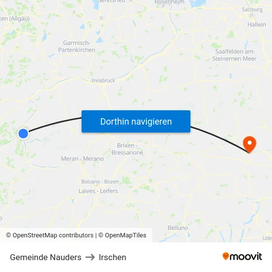 Gemeinde Nauders to Irschen map