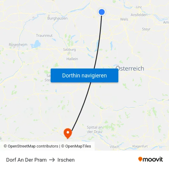 Dorf An Der Pram to Irschen map