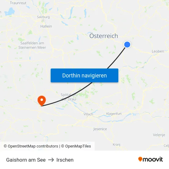 Gaishorn am See to Irschen map