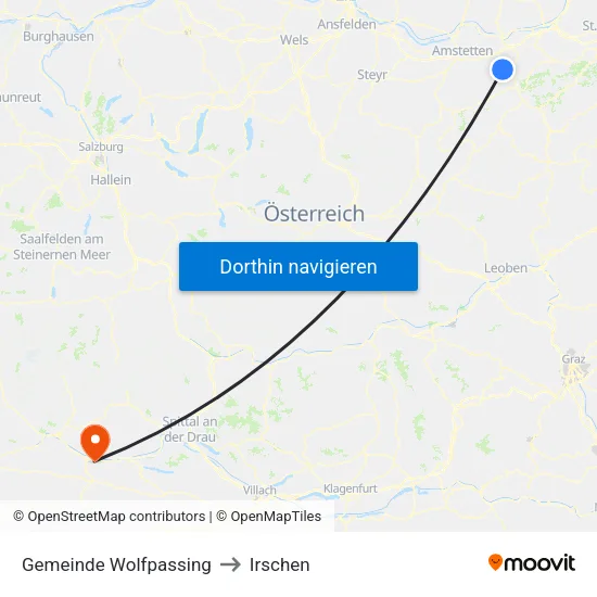 Gemeinde Wolfpassing to Irschen map