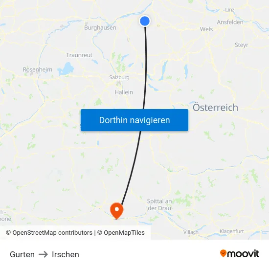 Gurten to Irschen map